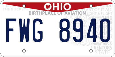 OH license plate FWG8940