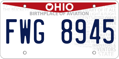 OH license plate FWG8945