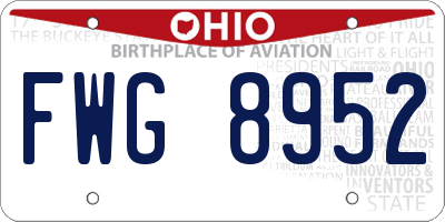 OH license plate FWG8952