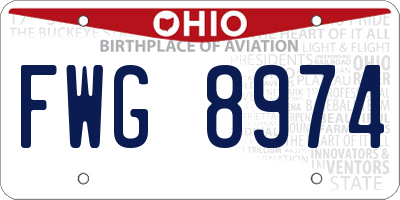 OH license plate FWG8974