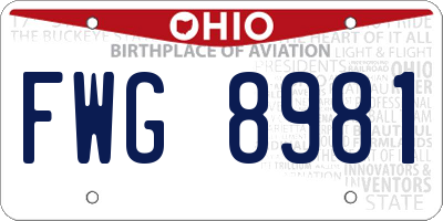 OH license plate FWG8981