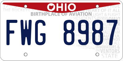 OH license plate FWG8987