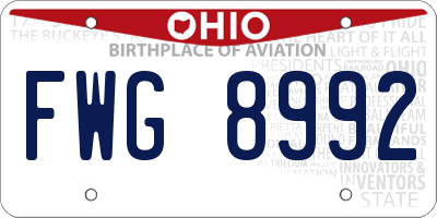 OH license plate FWG8992
