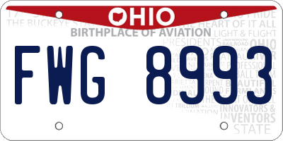 OH license plate FWG8993