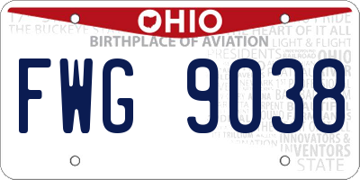 OH license plate FWG9038