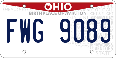 OH license plate FWG9089