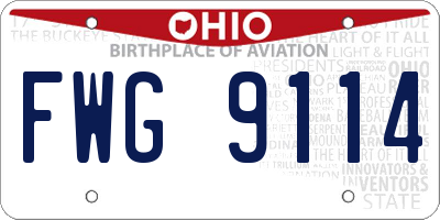 OH license plate FWG9114