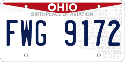 OH license plate FWG9172