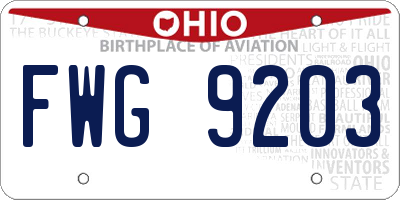 OH license plate FWG9203