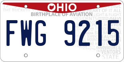 OH license plate FWG9215