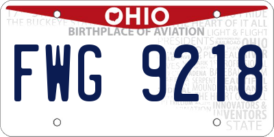 OH license plate FWG9218