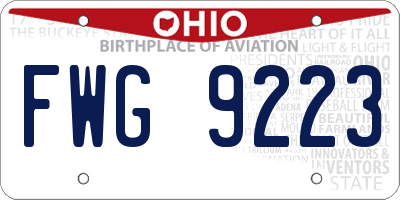 OH license plate FWG9223