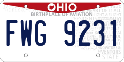 OH license plate FWG9231