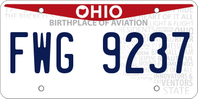 OH license plate FWG9237