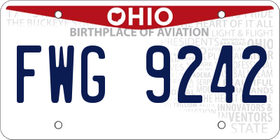OH license plate FWG9242