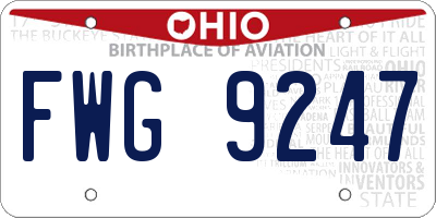 OH license plate FWG9247