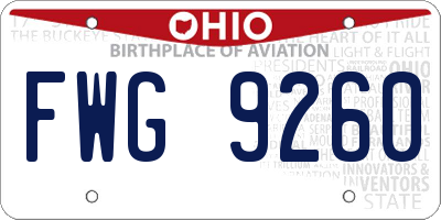 OH license plate FWG9260