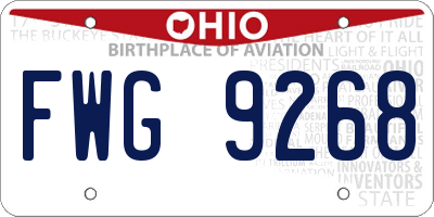 OH license plate FWG9268