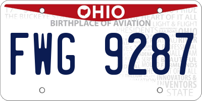 OH license plate FWG9287