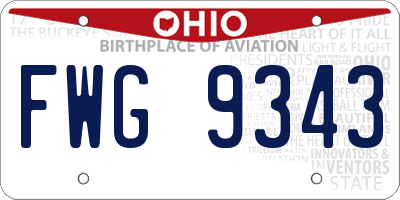 OH license plate FWG9343