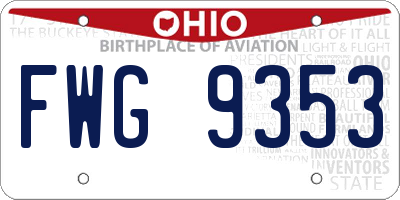 OH license plate FWG9353