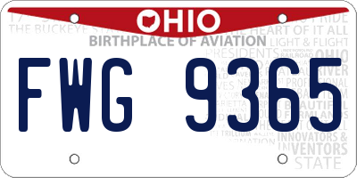 OH license plate FWG9365