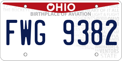 OH license plate FWG9382