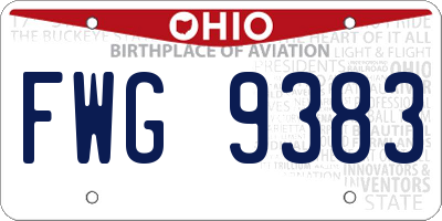 OH license plate FWG9383