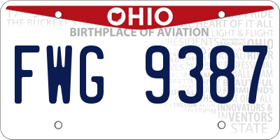 OH license plate FWG9387