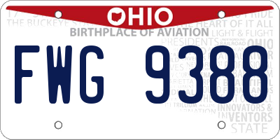 OH license plate FWG9388