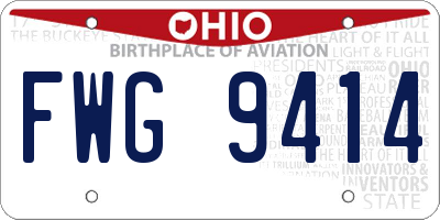 OH license plate FWG9414