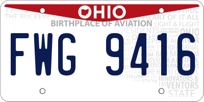 OH license plate FWG9416