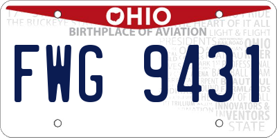 OH license plate FWG9431