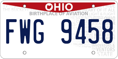 OH license plate FWG9458