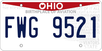 OH license plate FWG9521