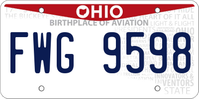 OH license plate FWG9598