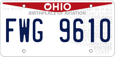 OH license plate FWG9610