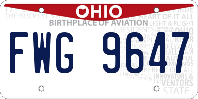 OH license plate FWG9647