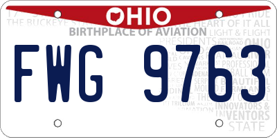 OH license plate FWG9763
