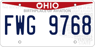 OH license plate FWG9768