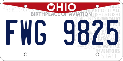 OH license plate FWG9825