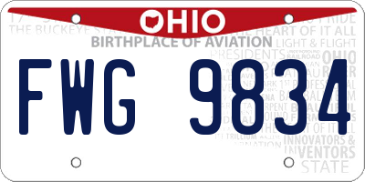 OH license plate FWG9834