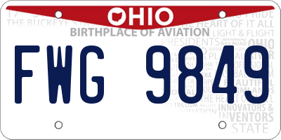 OH license plate FWG9849