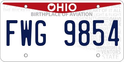 OH license plate FWG9854