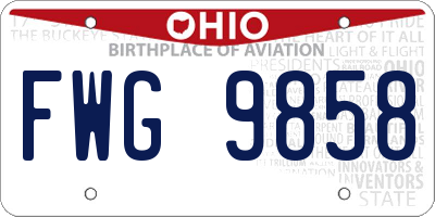 OH license plate FWG9858