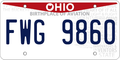 OH license plate FWG9860