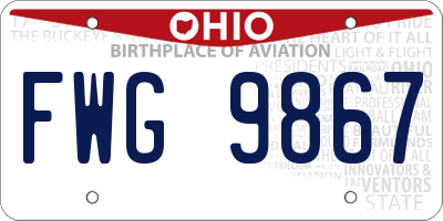 OH license plate FWG9867
