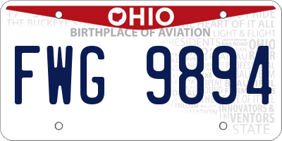 OH license plate FWG9894