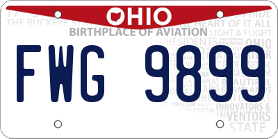 OH license plate FWG9899