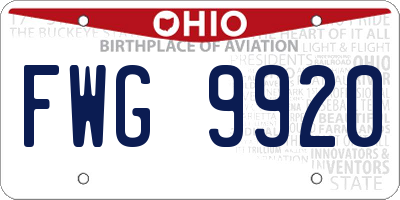 OH license plate FWG9920
